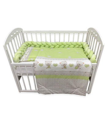 Textil komplet posteljina za krevetac za bebe pletenica Baby Bear Green - 120x60 cm