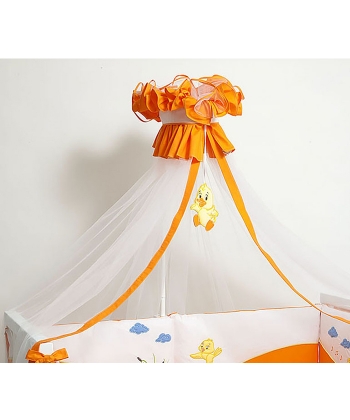 Baldahin za krevetac za bebe Tri drugara Pačići - Narandžasti