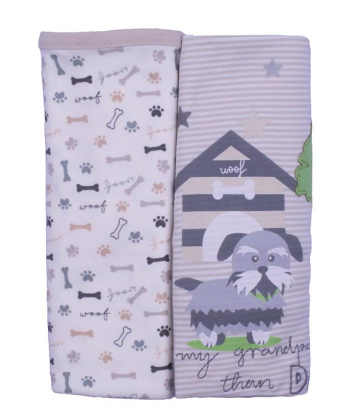 My baby pamučni prekrivač za bebe Woof Family 2 komada 77x99 cm - 3003