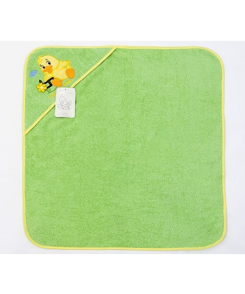 Pače peškir sa kapuljačom za bebe 75x75 cm zelena