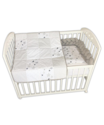 Textil Pletenica komplet posteljina za bebe Siva - 120x60 cm