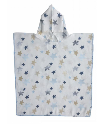 Textil pončo za plažu za bebe Zvezdice 63x70 cm - Plava