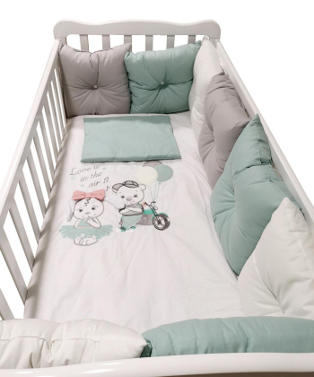 Tri drugara Jastučići komplet posteljine za bebe Zelena - 120x60 cm