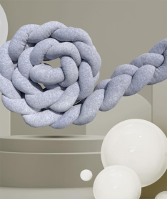 Textil Plišana Pletenica (ogradica) za krevetac 15x240 cm - Siva