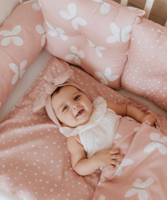 Textil komplet posteljina za krevetac za bebe Leptirići Roza - 120x60 cm