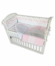 Textil komplet posteljina za krevetac za bebe Zvezdice - roza