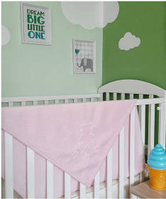 Textil Pamučni prekrivač za bebe PEPITO 80x90 cm - Roze