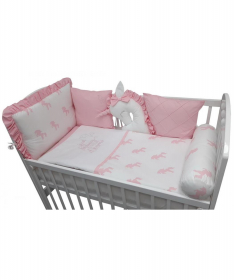 Textil komplet posteljina Jednorog Roza za krevetac za bebe - 120x60 cm