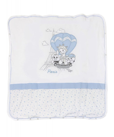 Tri Drugara u Parizu pamučni punjeni prekrivač sa drikerima za bebe 80x85 cm - Plavi