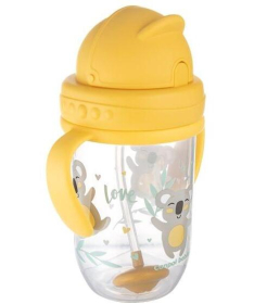 Canpol Babies non-spill sportska šolja sa slamcicom 270ml Exotic Animals 56/606 - Yellow