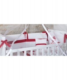 Tri Drugara komplet posteljina za krevetac za bebe Belo&Crvena