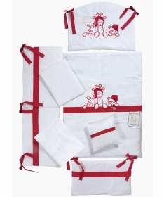 Tri Drugara komplet posteljina za krevetac za bebe Belo&Crvena