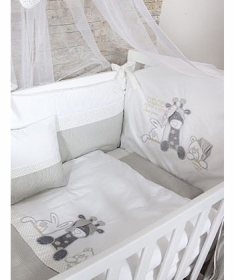 Tri Drugara komplet posteljina za krevetac za bebe belo siva