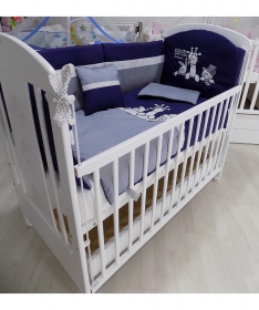 Tri Drugara komplet posteljina za krevetac za bebe teget
