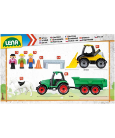 Lena igračka za decu Traktor sa prikolicom i utovarivač set Truckies - A052521