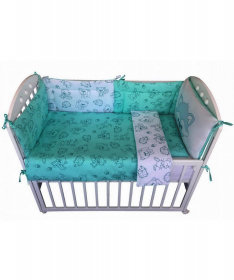 Textil komplet posteljina Šumsko Carstvo za krevetac za bebe Mint