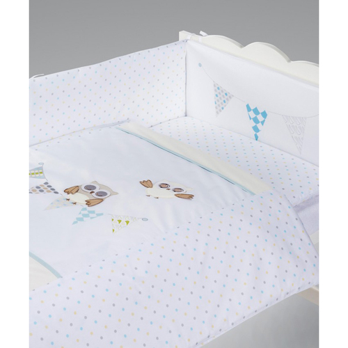 Klups posteljina za bebe set 5 delova Night Birds Blue Kiddy JOY