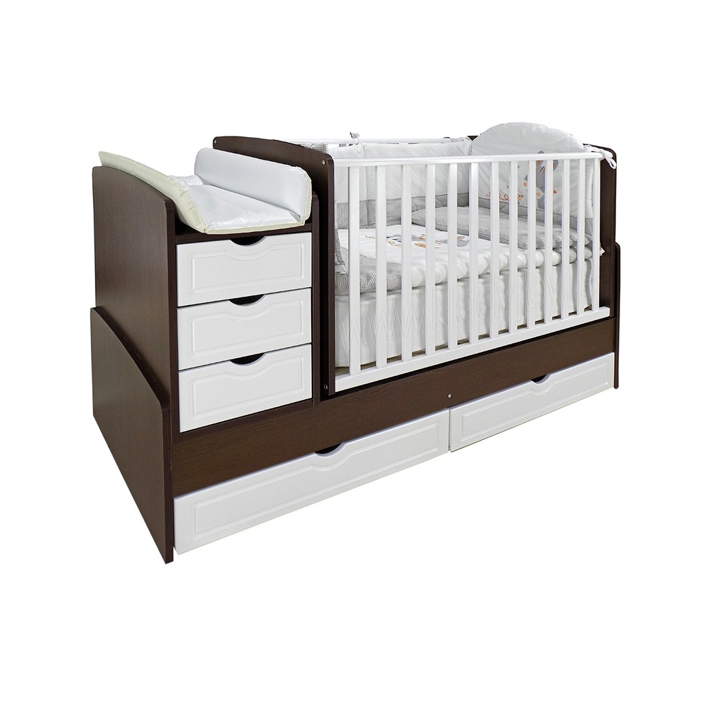 Kiddy Joy KIDDY krevetac 3 u 1 braon beli NAŠA RADNJA Kiddy JOY