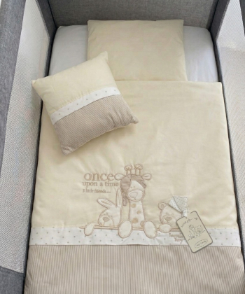 Tri drugara posteljina za PRENOSIVE krevece bež