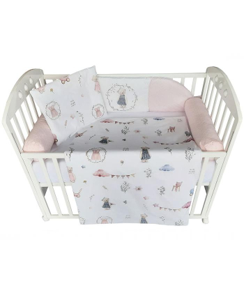 Textil Retro Mede komplet posteljina za krevetac za bebe Roze - 120x60 cm