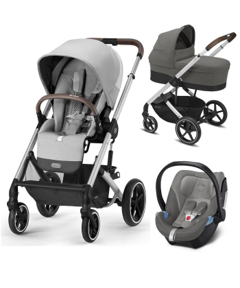 Cybex Balios S Lux kolica Lava Grey 3 u 1 sa Aton 5&Carrycot Soho Grey (Silver Frame)