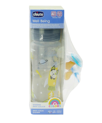 Chicco WB plastična flašica za bebe 4m+ 330ml + Physio Air silikonske laže - A075278