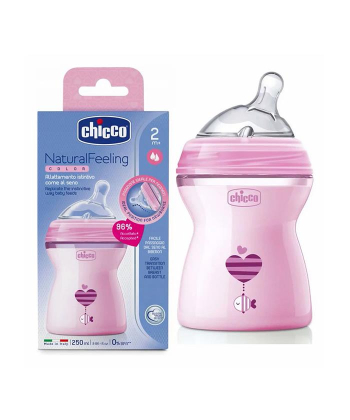 Chicco Natural Feeling plastična flašica za bebe 250ml 2m+ Roze - A075874