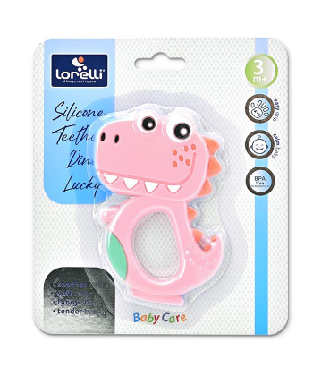 Lorelli Bertoni silikonska glodalica za bebe Lucky Dino - Pink