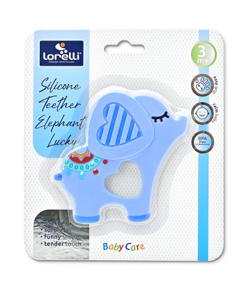 Lorelli Bertoni silikonska glodalica za bebe Lucky Elephant - Blue