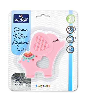 Lorelli Bertoni silikonska glodalica za bebe Lucky Elephant - Pink