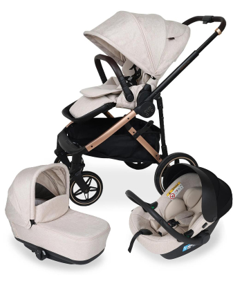 Jungle Motto Deluxe kolica za bebe 3 u 1 sa zlatnim ramom Beige