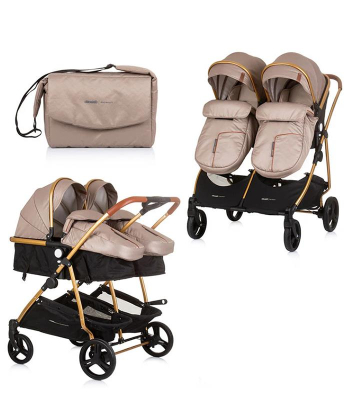 Chipolino Duo Smart kombinovana kolica za blizance Golden beige