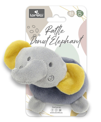 Lorelli plišana zvečka donut krofna Elephant Grey