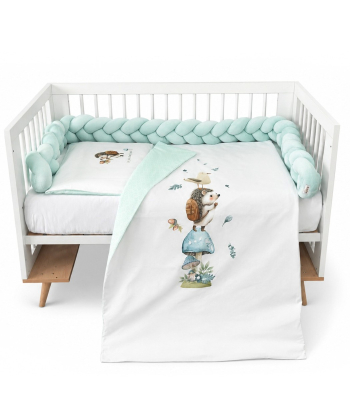 Textil komplet posteljina za krevetac za bebe Jež Plava - 120x60 cm