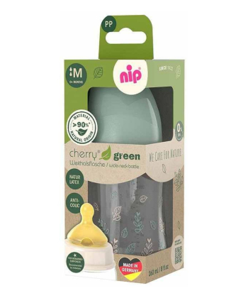 Nip Green plastična flašica za bebe 260ml srednji protok 0m+ Zelena - A089063