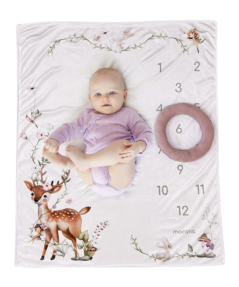 Textil Podloga uspomena za bebu Bambi - Roze