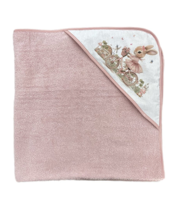 Deksi peškir za bebe sa kapuljačom 100x100cm Zeka Roze