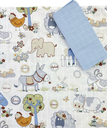 Deksi muslin tetra pelena za bebe Slonče&Magarence 80x80 cm - 2 komada