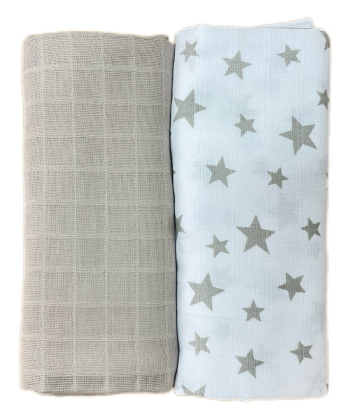 Deksi muslin tetra pelena za bebe Zvezdice Bež 80x80 cm - 2 komada