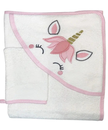 Bebekevi peškir za bebe sa kapuljačom i rukavicom 75x75cm Jednorog Beli