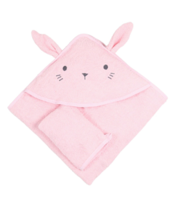 Bebekevi peškir sa kapuljačom i rukavicom 75x75cm Zeka Roze