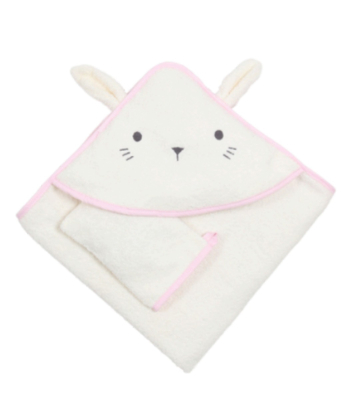 Bebekevi peškir sa kapuljačom i rukavicom 75x75cm Zeka Bela