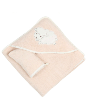 Bebekevi peškir sa kapuljačom i rukavicom 75x75cm Ovčica Bež
