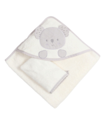 Bebekevi peškir sa kapuljačom i rukavicom 75x75cm Koala Bela