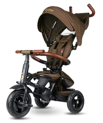 QPlay Rito Deluxe tricikl za decu sa gumenim točkovima do 25 kg Brown
