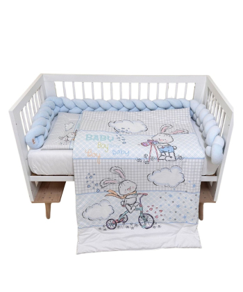 Textil komplet posteljina za krevetac za bebe Plavi Zeka - 120x60 cm