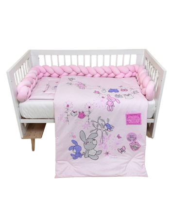 Textil komplet posteljina za krevetac za bebe Rozi Zeka - 120x60cm