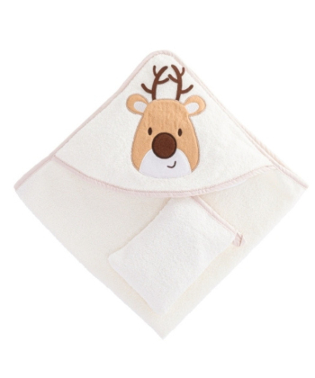 Bebekevi peškir sa kapuljačom i rukavicom 75x75cm beli Jelen BEVI1522