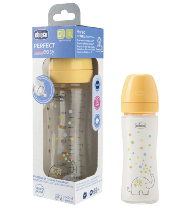 Chicco staklena flašica za bebe od rođenja Perfect Easy 240ml spori protok