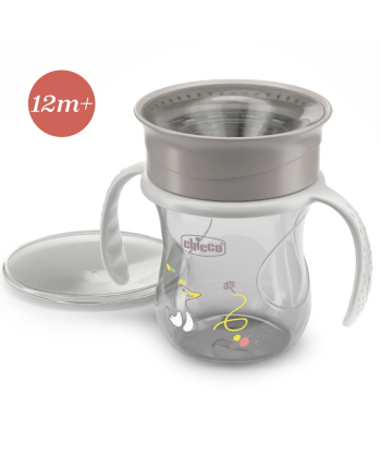 Chicco no spill čaša za decu 12m+ Perfect 360 stepeni Siva